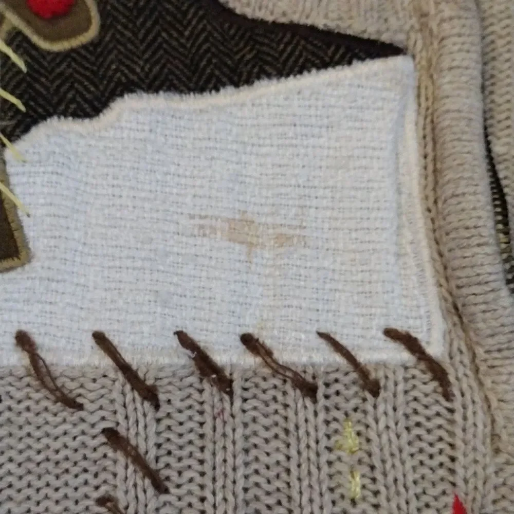 VTG 90s Beige Ugly Christmas Embroidered Quarter Zip Sweater 2X - Picture 15 of 15